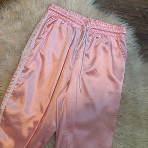 Striped satin pink joggers